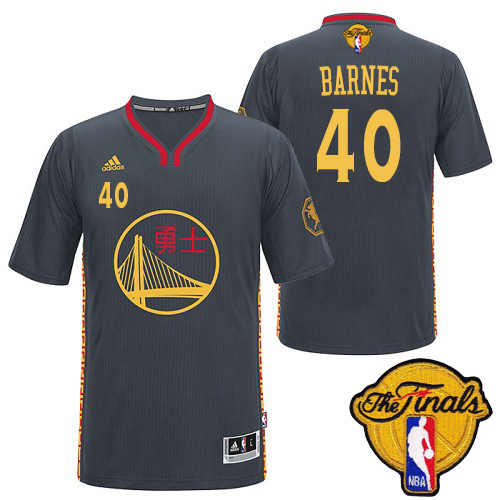 Harrison Barnes Authentic In Black Adidas NBA The Finals Golden State Warriors Slate Chinese New Year #40 Men's Jersey - Click Image to Close