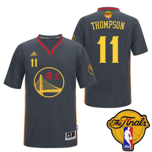 Klay Thompson Authentic In Black Adidas NBA The Finals Golden State Warriors Slate Chinese New Year #11 Men's Jersey