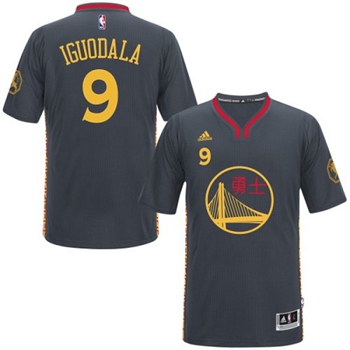 Andre Iguodala Authentic In Black Adidas NBA Golden State Warriors Slate Chinese New Year #9 Men's Jersey - Click Image to Close