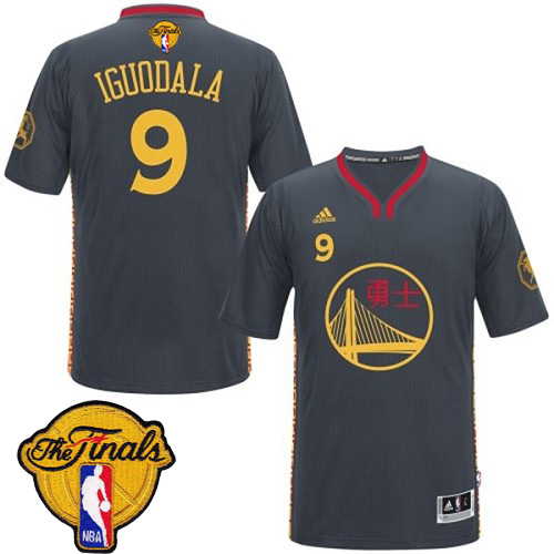 Andre Iguodala Authentic In Black Adidas NBA The Finals Golden State Warriors Slate Chinese New Year #9 Men's Jersey - Click Image to Close