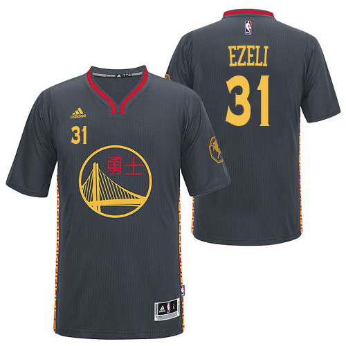 Festus Ezeli Authentic In Black Adidas NBA Golden State Warriors Slate Chinese New Year #31 Men's Jersey - Click Image to Close