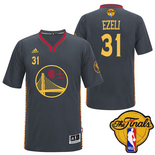 Festus Ezeli Authentic In Black Adidas NBA The Finals Golden State Warriors Slate Chinese New Year #31 Men's Jersey - Click Image to Close