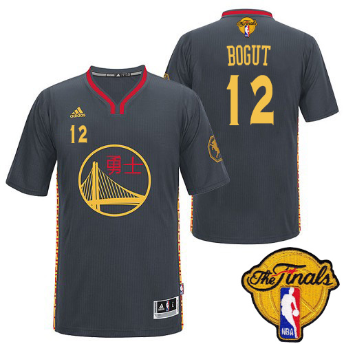 Andrew Bogut Authentic In Black Adidas NBA The Finals Golden State Warriors Slate Chinese New Year #12 Men's Jersey