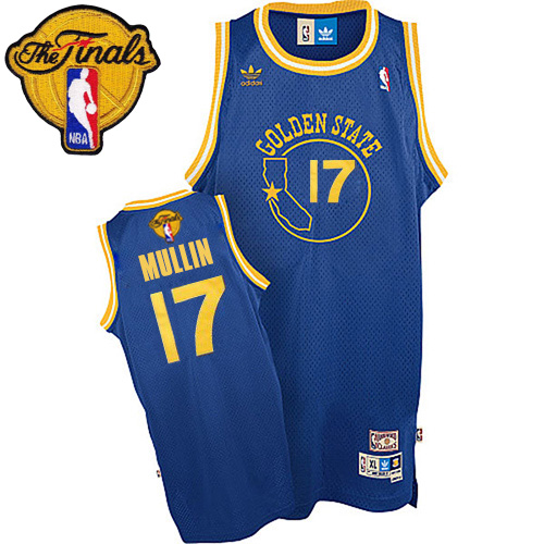Chris Mullin Authentic In Blue Adidas NBA The Finals Golden State Warriors #17 Men's New Throwback Jersey