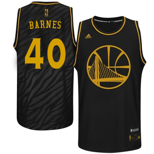 Harrison Barnes Authentic In Black Adidas NBA Golden State Warriors Precious Metals Fashion #40 Men's Jersey - Click Image to Close