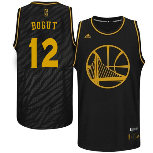 Andrew Bogut Authentic In Black Adidas NBA Golden State Warriors Precious Metals Fashion #12 Men's Jersey - Click Image to Close