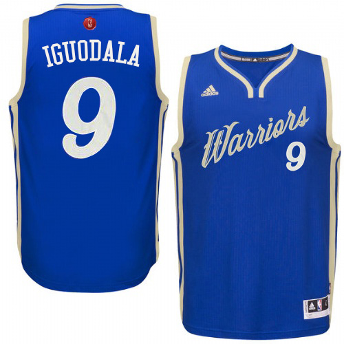 Andre Iguodala Authentic In Royal Blue Adidas NBA Golden State Warriors 2015-16 Christmas Day #9 Men's Jersey