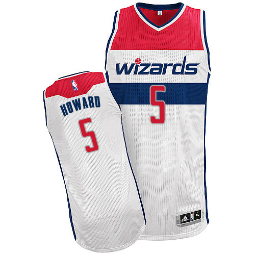 Juwan Howard Authentic In White Adidas NBA Washington Wizards #5 Men's Home Jersey
