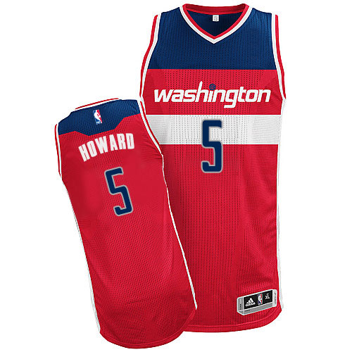 Juwan Howard Authentic In Red Adidas NBA Washington Wizards #5 Men's Road Jersey - Click Image to Close