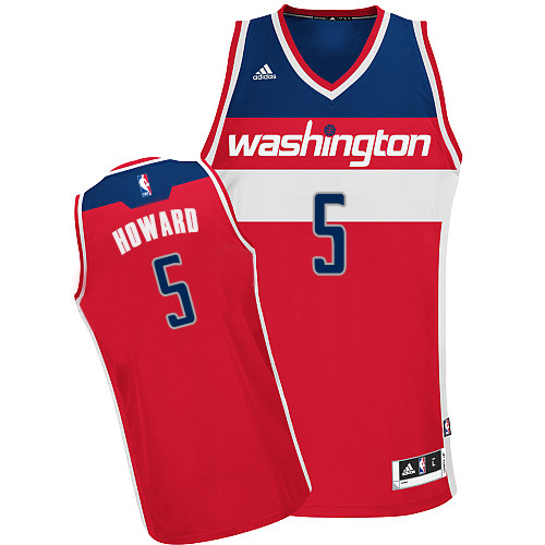 Juwan Howard Swingman In Red Adidas NBA Washington Wizards #5 Men's Road Jersey - Click Image to Close