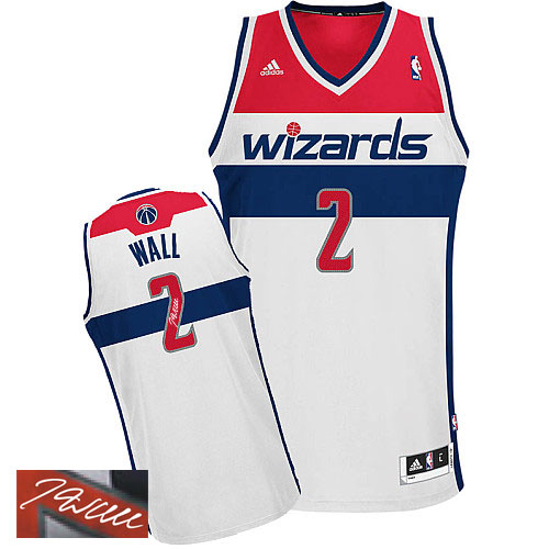 John Wall Authentic In White Adidas NBA Washington Wizards Autographed #2 Men's Jersey