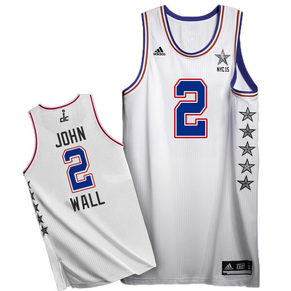 John Wall Authentic In White Adidas NBA Washington Wizards 2015 All Star #2 Men's Jersey - Click Image to Close