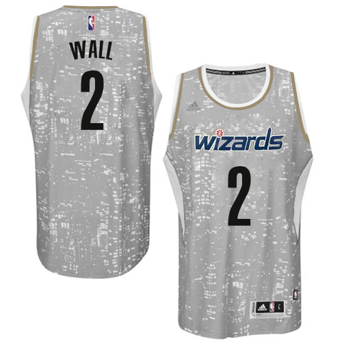 John Wall Authentic In Grey Adidas NBA Washington Wizards City Light #2 Men's Jersey